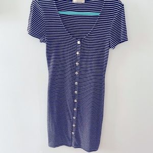 Striped/Bodycon Button-up Dress